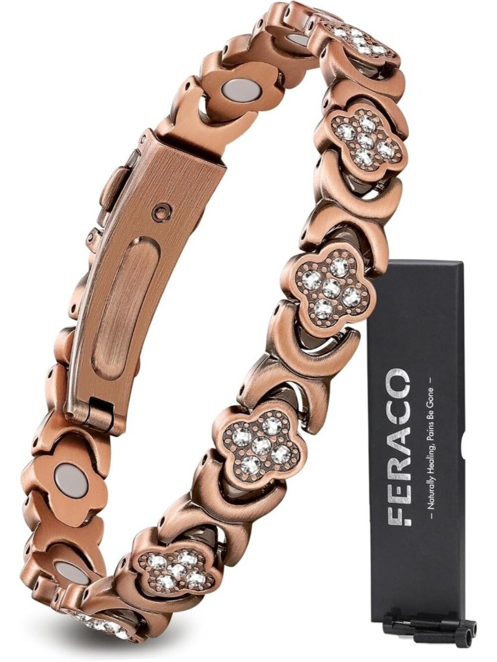 Women's Copper Clover Ultra Strength 3800 Gauss Copper Magnetic Bracelet Jewelry